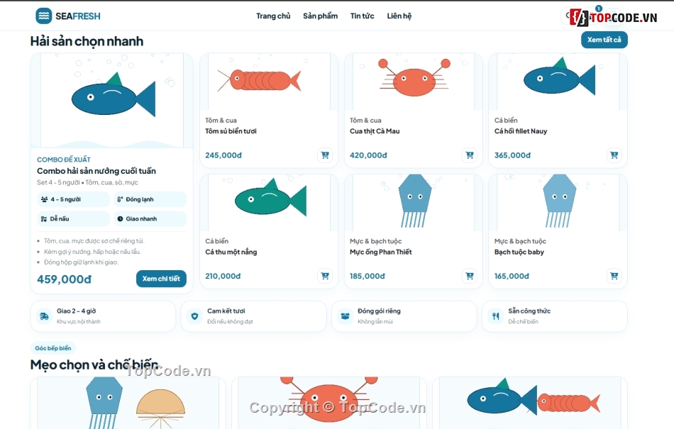 hải sản tươi sạch,hải sản sạch,bán website